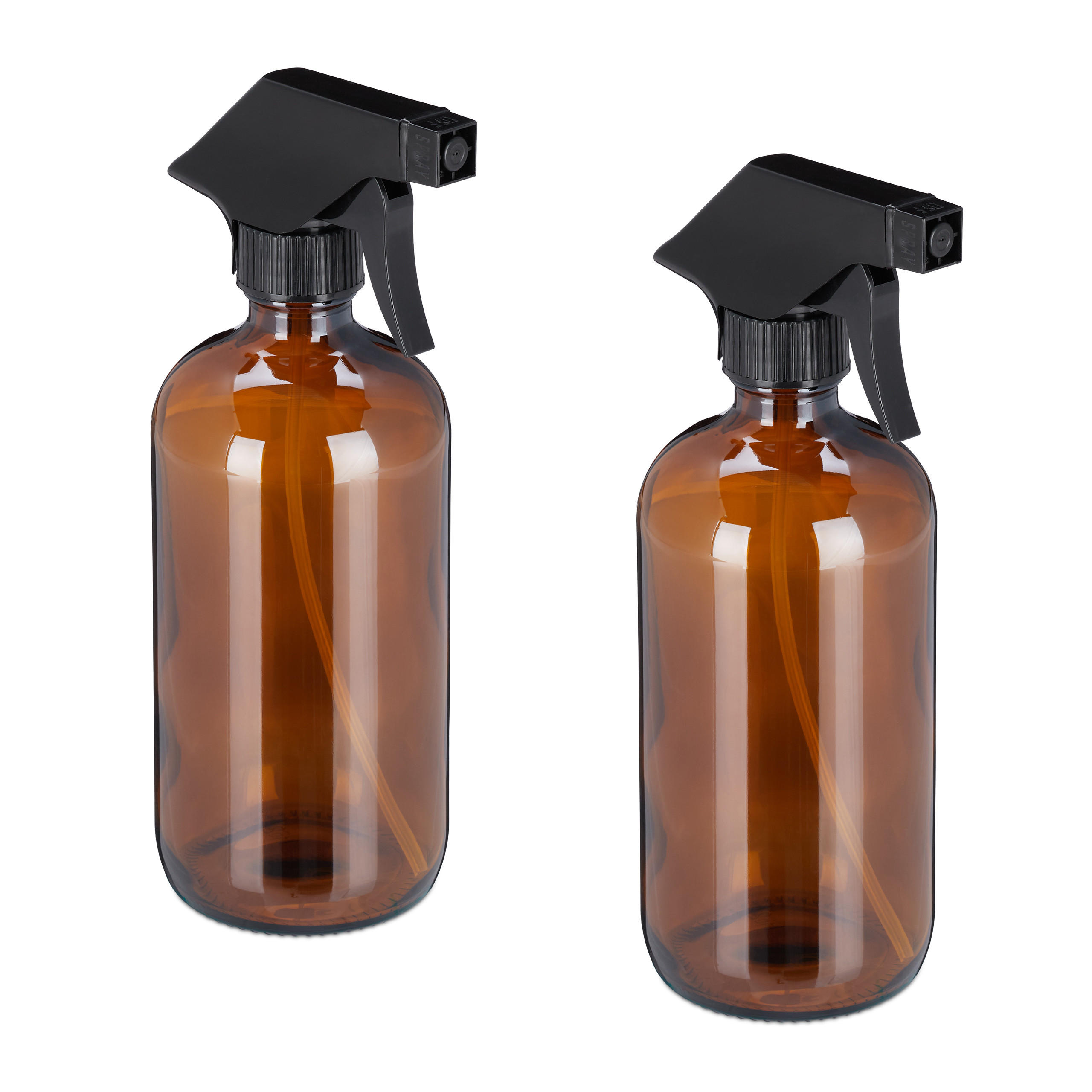 2XSPRÜHFLASCHE - Braun, Glas/Kunststoff (7/22/10cm) - Relaxdays