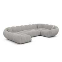WOHNLANDSCHAFT Liva Hellgrau Strukturstoff U-Form XL Links - Hellgrau, Textil (323/70/193cm) - VAROYAL