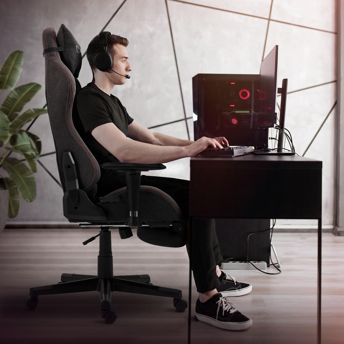 GAMING-STUHL grau/rot - Grau, Metall (70/131/72cm) - ML-DESIGN