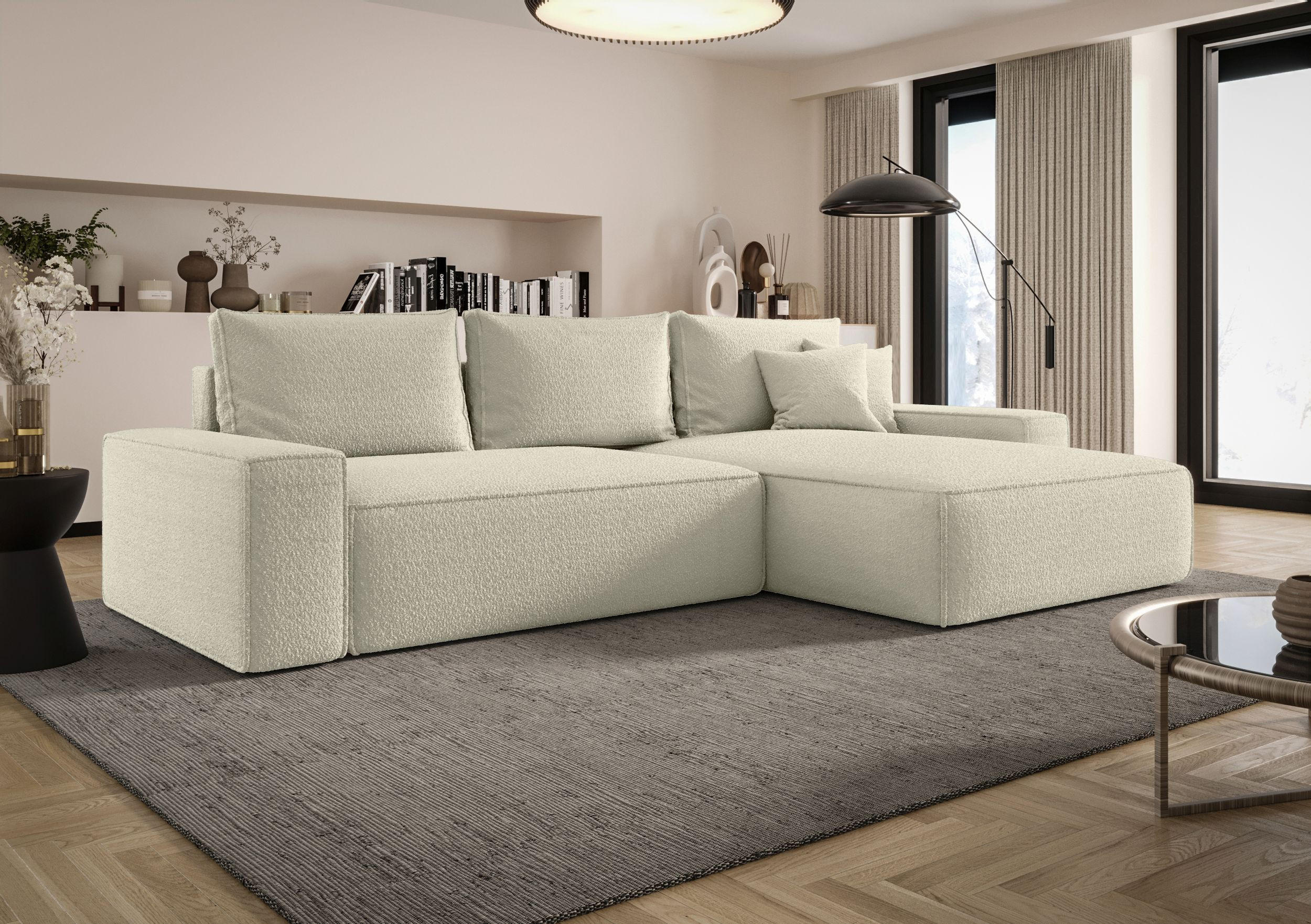 ECKSOFA MONA mit Schlaffunktion QUELLE 03 Rechts - Beige, Textil (280/185cm) - Bedante