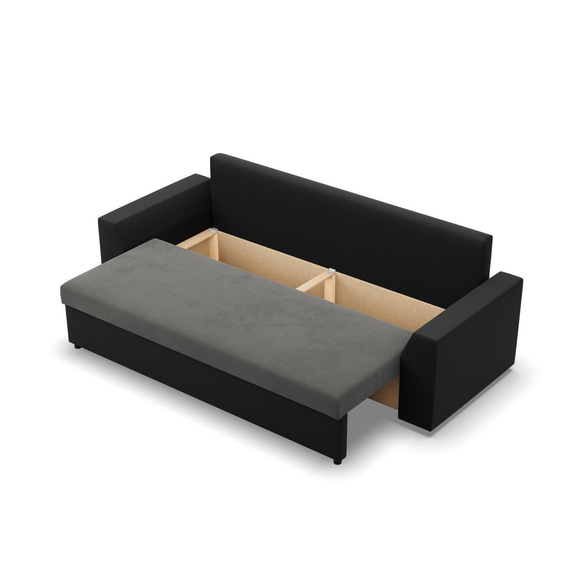 SOFA 3-SITZER MIT SCHLAFFUNKTION LUGO Grau/Schwarz - Schwarz/Grau, Textil (92/92/232cm) - Mebligo