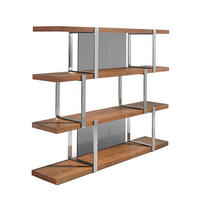 REGAL Walnuss Schwarz Stahl 180/40/146 cm - Edelstahlfarben/Walnussfarben, Holz/Metall (180/146/40cm) - ANGEL CERDA
