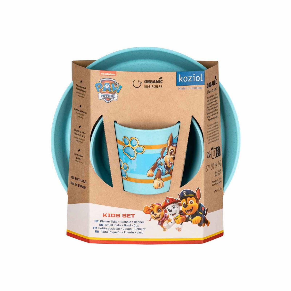 KINDERGESCHIRRSET Connect Paw Patrol organic blue 3er Set - Blau, Kunststoff (1/1/1cm) - Koziol