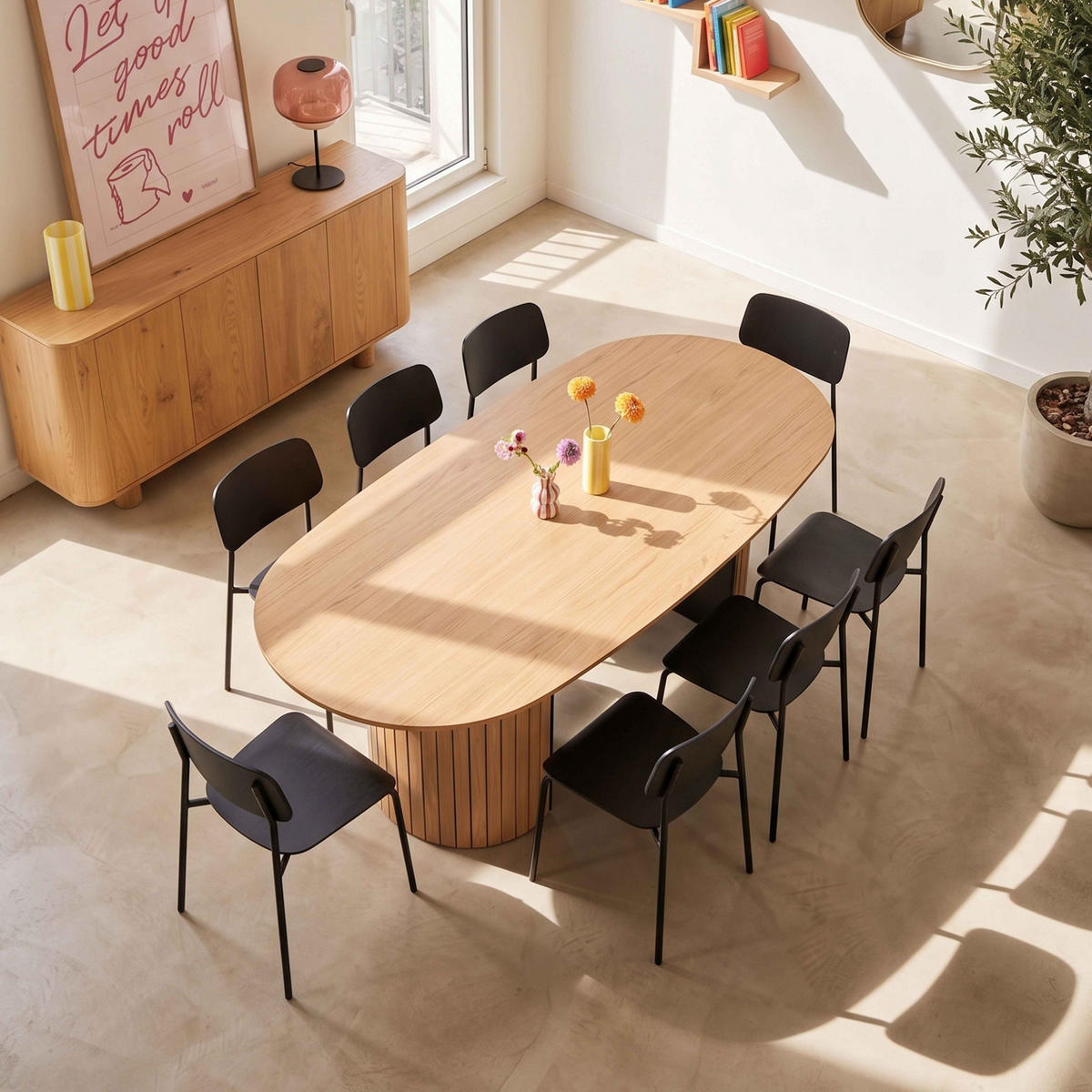 ESSTISCH 10-Sitzer, Braun - Braun, Holz (100/200/75cm) - Oviala