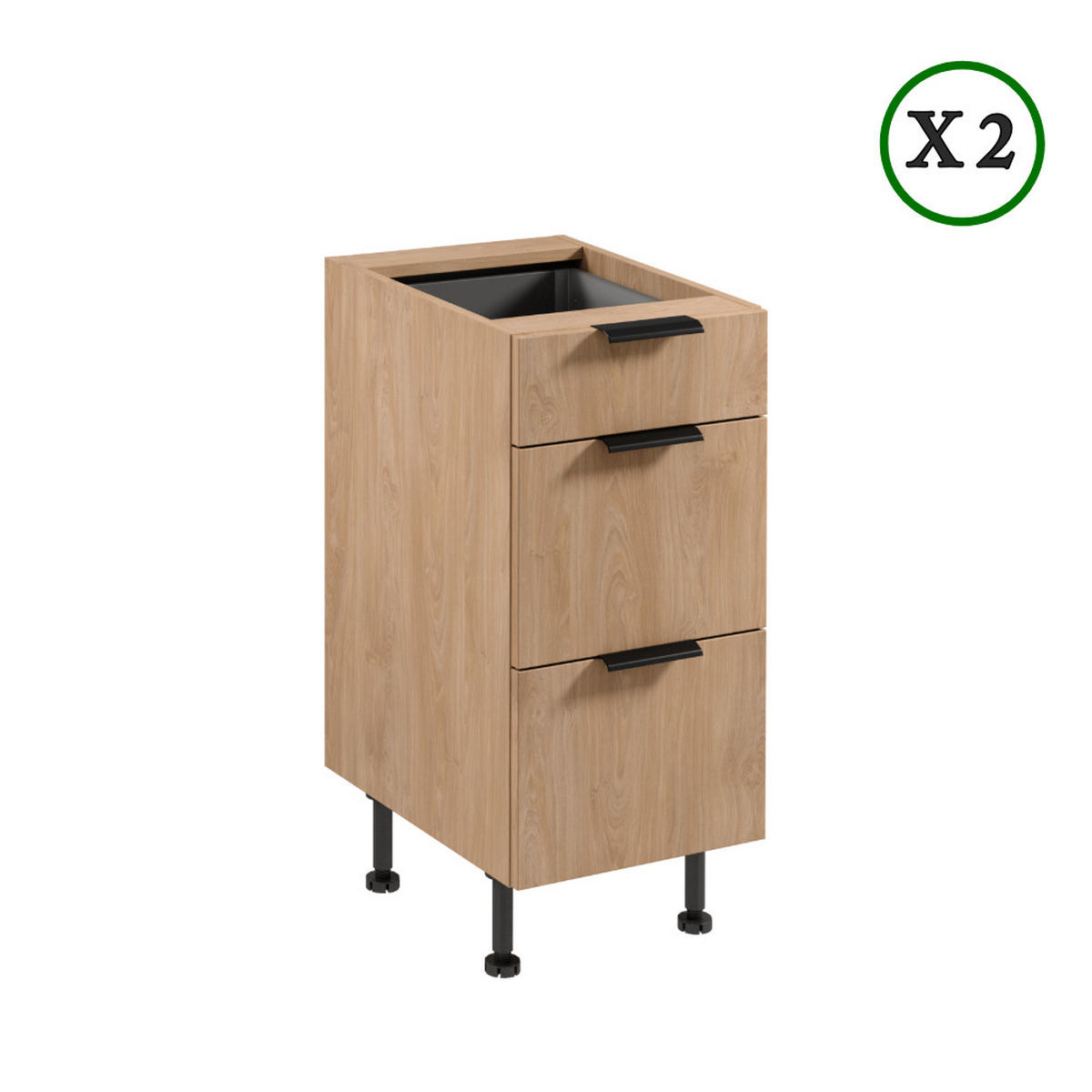 KÜCHENZEILE 300 cm - Sorento K45-M300 - in Beige / Sonoma Eiche - Beige/Schwarz, Holz/Holzwerkstoff (300/247/58cm)