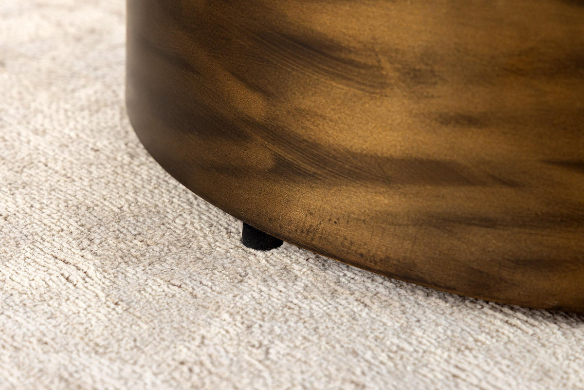 COUCHTISCH HARMONY NATURE Eisen rund Schwarz|Weiß 60cm - Goldfarben/Schwarz, Kunststoff/Metall (60/60/35cm) - riess-ambiente