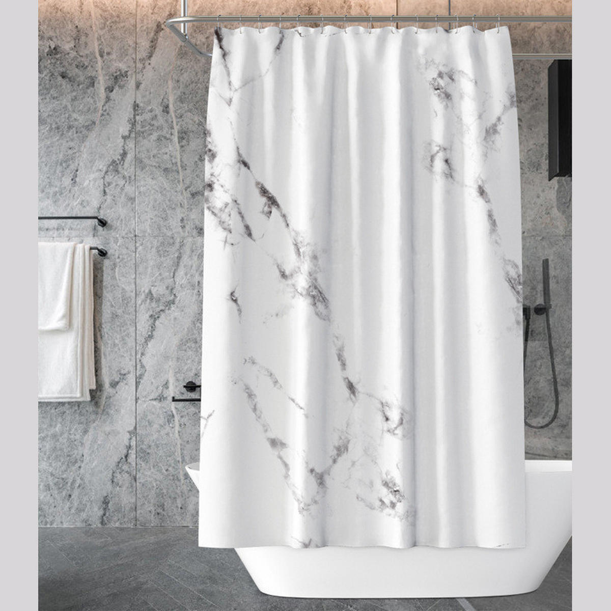 DUSCHVORHANG 180 x 180 cm schimmelresistent wasserdicht modern hübsch schlicht fürs Badezimmer - Weiß, Textil (180/180cm) - MCBOSON