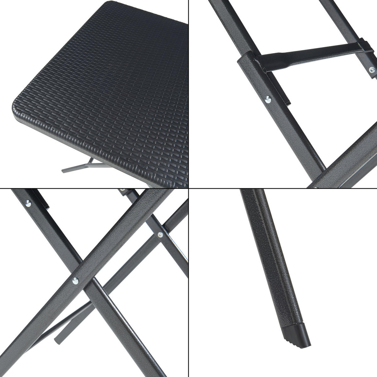 KLAPPTISCH Mark - Schwarz, Kunststoff/Metall (78/78/74cm) - [en.casa]