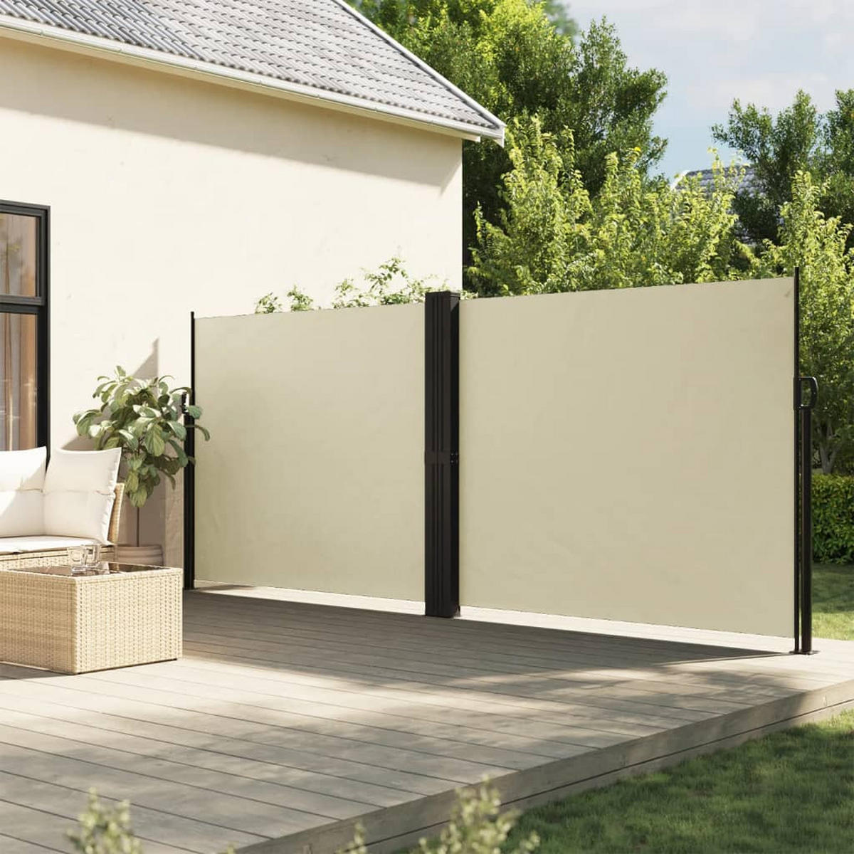 SEITENMARKISE Ausziehbar Creme 180x1200 cm - Creme, Textil (1200/180/1200cm) - furnicato