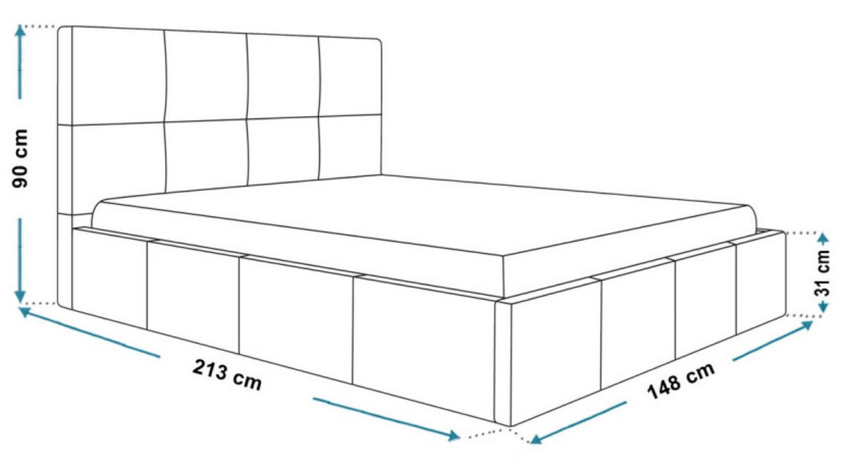 BETT Granat SIM 140x200 cm - Schwarz/Dunkelblau, Kunststoff/Textil (140/200cm) - Sepro Meble