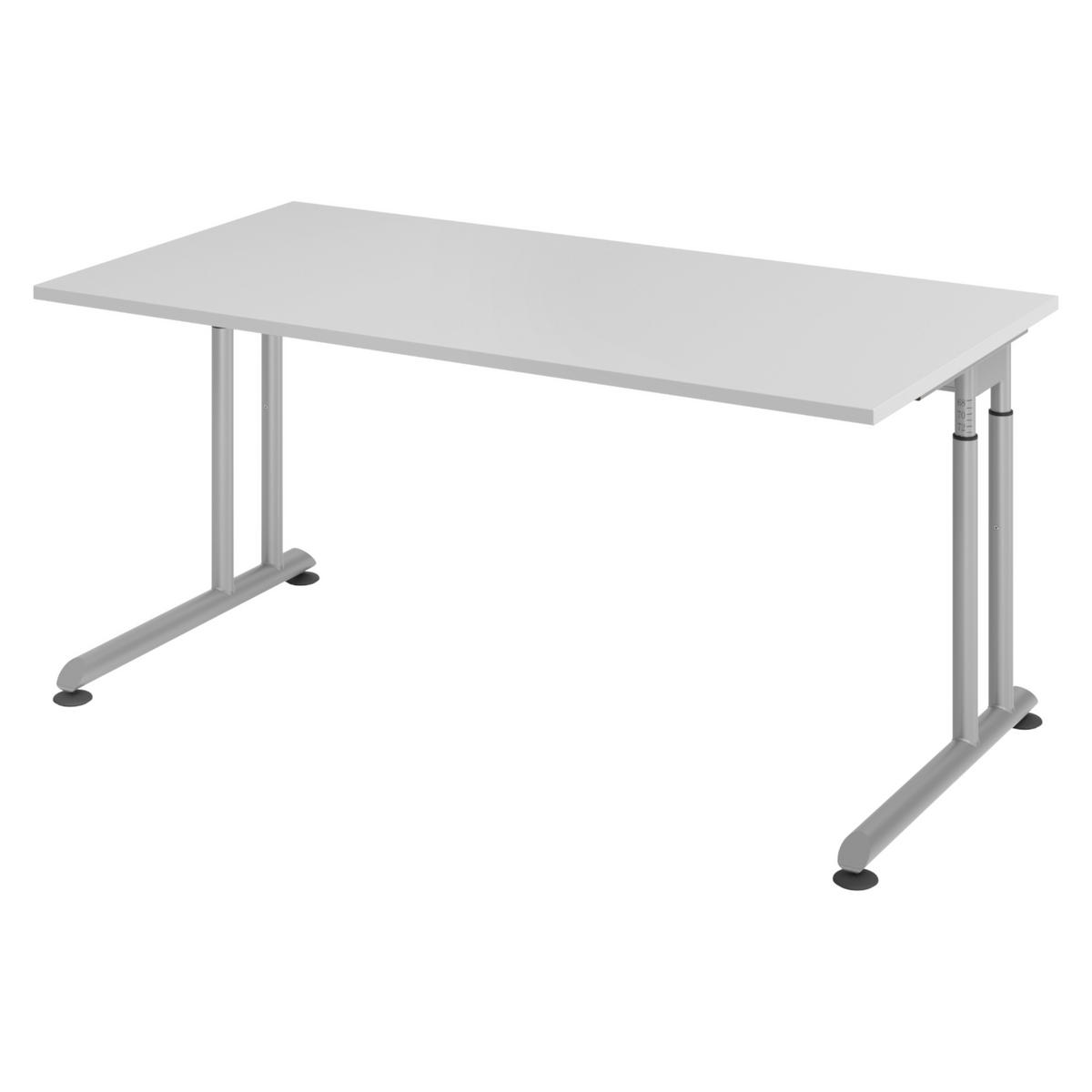 SCHREIBTISCH Serie-Z 80/160/74 cm in Grau/Silberfarben - Silberfarben/Grau, Holzwerkstoff (80/160/74cm) - bümö