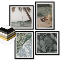 WANDBILDER 4er-Set - 50x50 cm & 40x60 cm Schwarzer Rahmen - Tropische Pflanzen für den Urlaub - Schwarz, Kunststoff (50/50cm) - ArtPrintCave