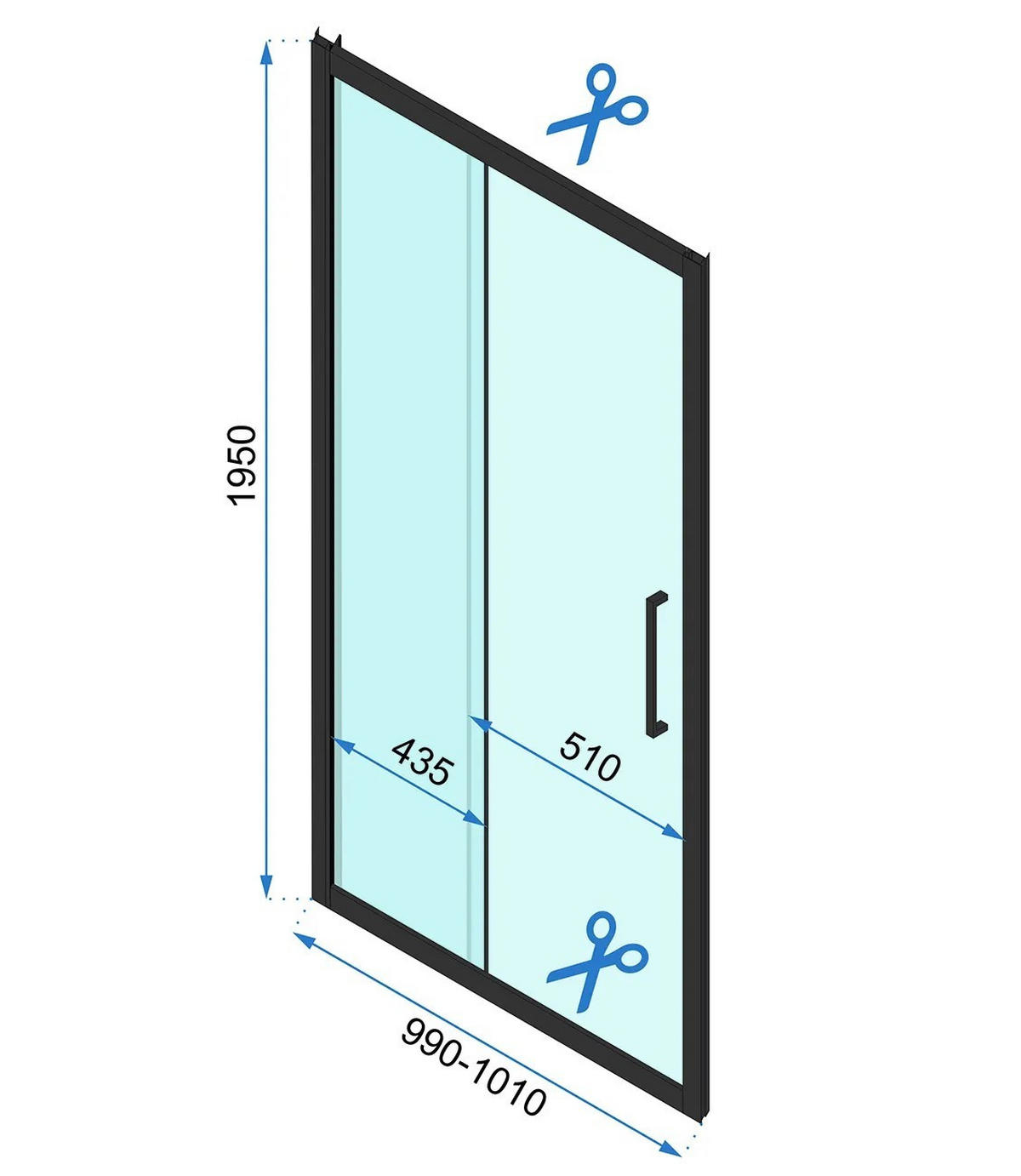 DUSCHKABINE Rea Rapid Slide Wandmontage 110x100 - Schwarz, Glas (110/100/195cm) - REA