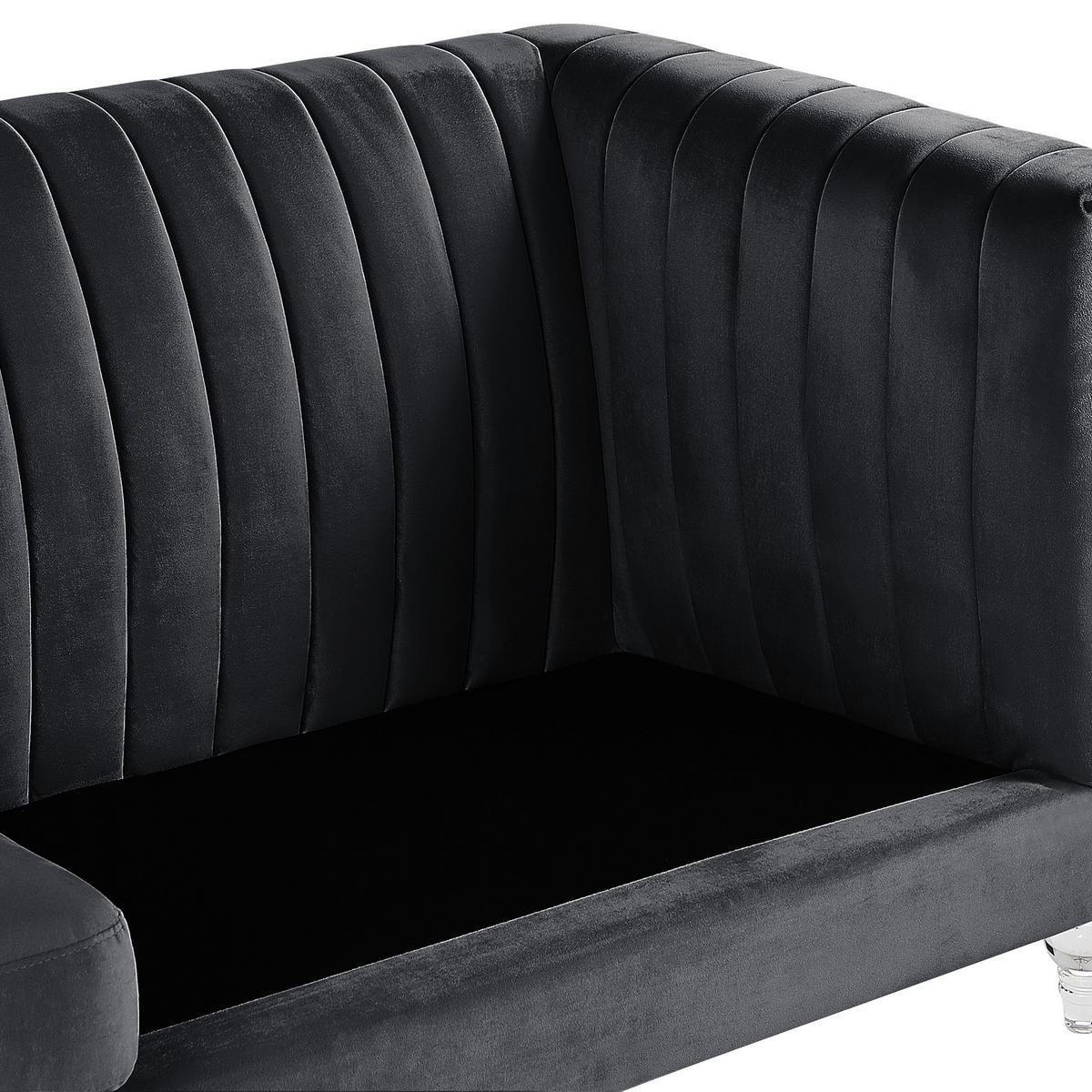 3-SITZER-SOFA Samtstoff Schwarz Arvika - Schwarz, Textil (204/75/78cm) - Beliani