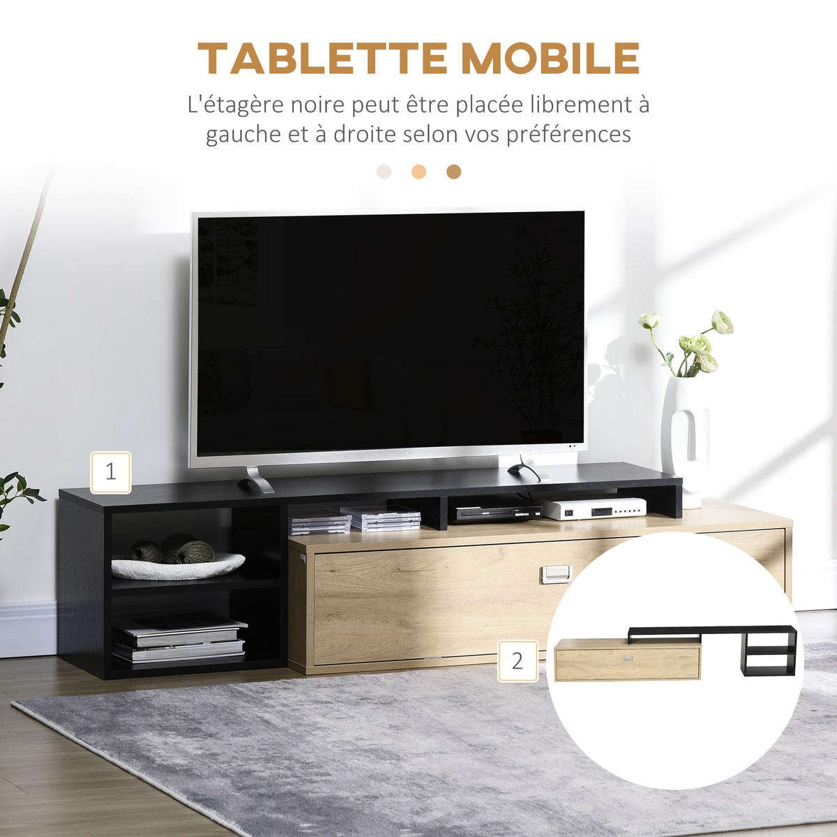 TV-MÖBEL Multicolor 1 Stück - Multicolor, Holzwerkstoff (163/38/40cm) - GiPP