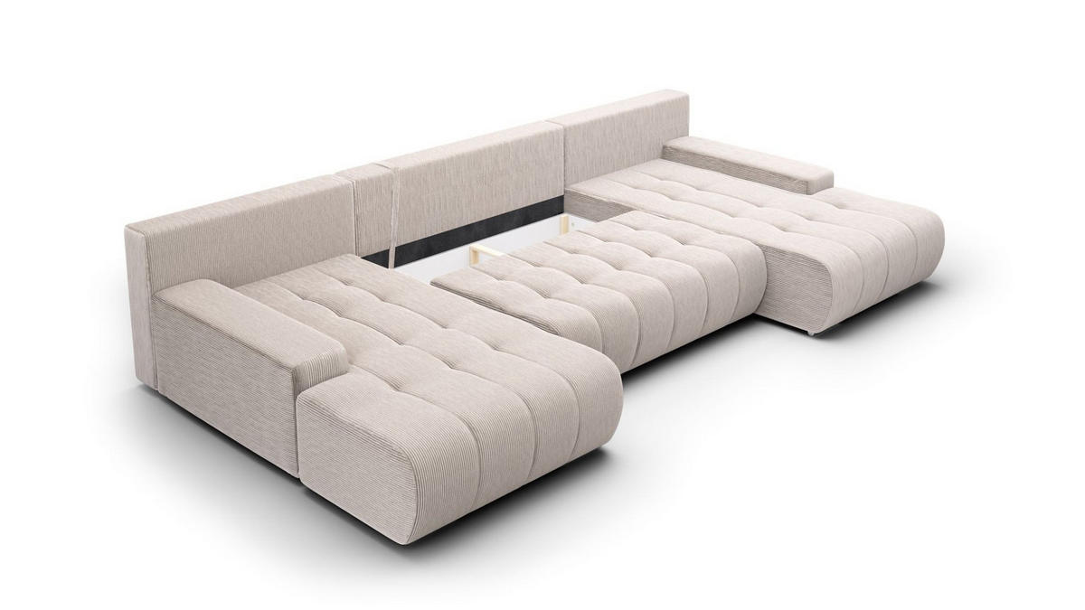 WOHNLANDSCHAFT Vogar In Poso - Creme, Holzwerkstoff/Textil (350/85/185cm) - Fun Möbel