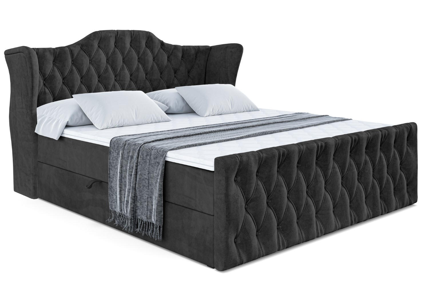 BOXBETT VILA-Z - 160x200 cm - H3 - Schwarz - Schwarz, Holzwerkstoff (160/200cm) - ALTDECOR