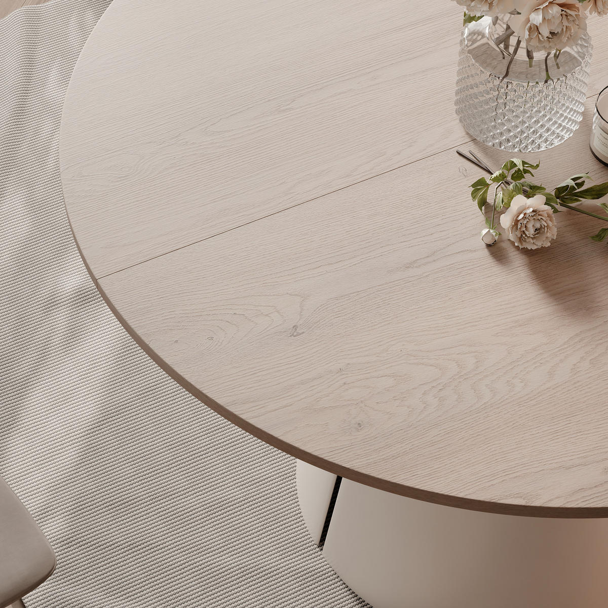 AUSZIEHTISCH BASE 120-196/76 cm, Kaschmir / Cremona Cannolo (Cremefarben) - Kaschmir/Creme, Holzwerkstoff/Metall (120/120/76cm) - Idohome
