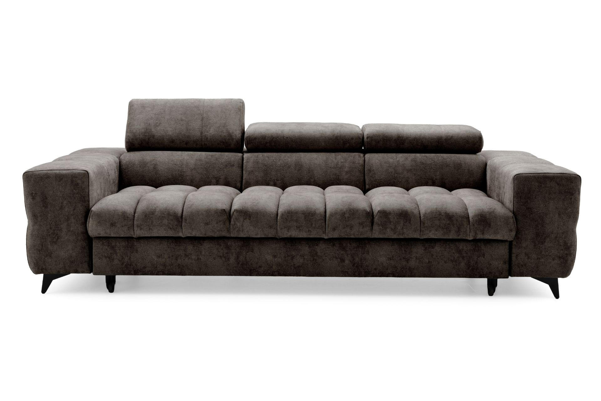 3-SITZER Sofa PUDDING mit Schlaffunktion 127x190 Velours Braun - Schwarz/Braun, Holz/Textil (260/90/100cm) - Muffo