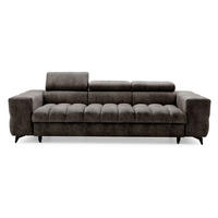 3-SITZER Sofa PUDDING mit Schlaffunktion 127x190 Velours Braun - Schwarz/Braun, Holz/Textil (260/90/100cm) - Muffo