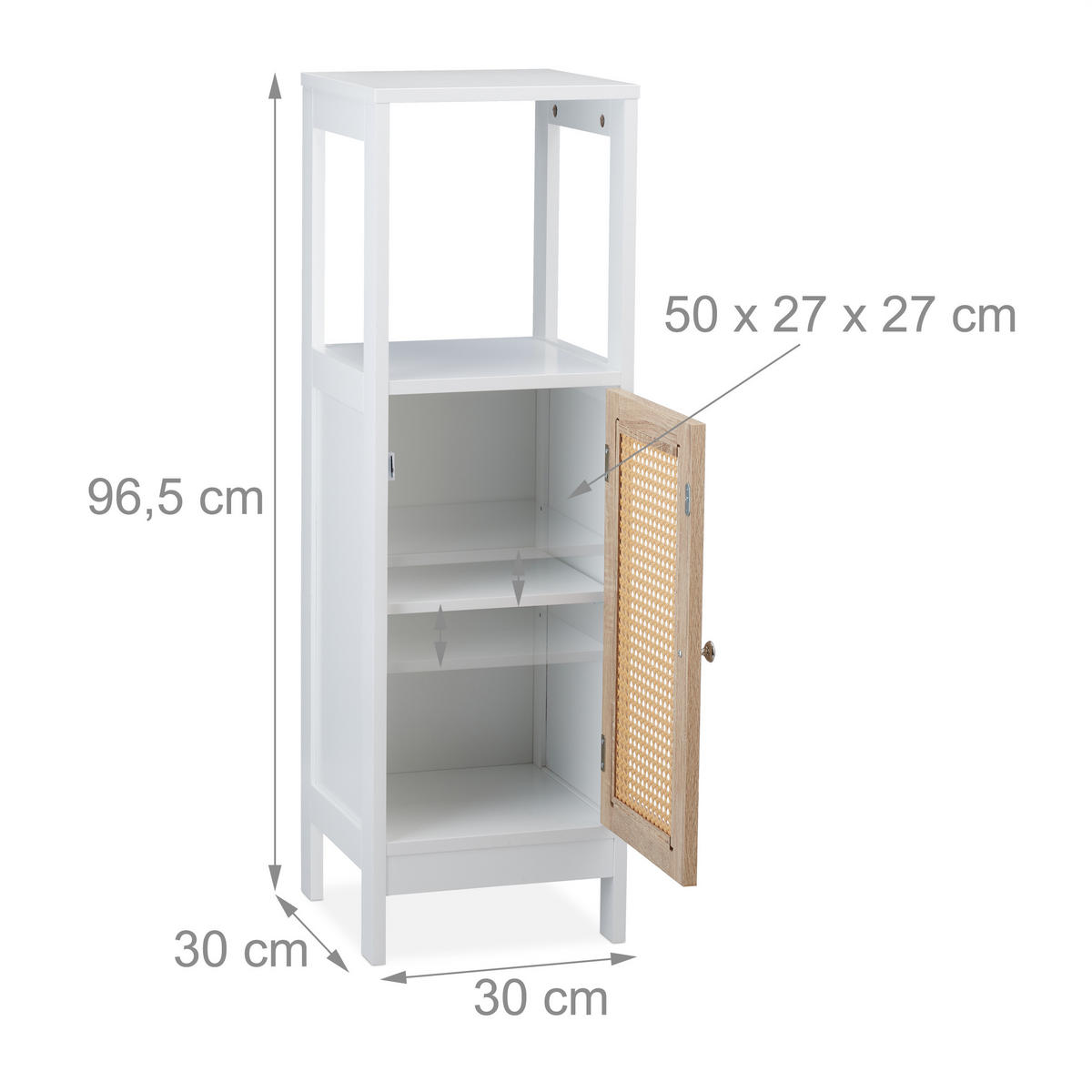 BADEZIMMERSCHRANK - Weiß, Holzwerkstoff/Kunststoff (30/96.5/30cm) - Relaxdays