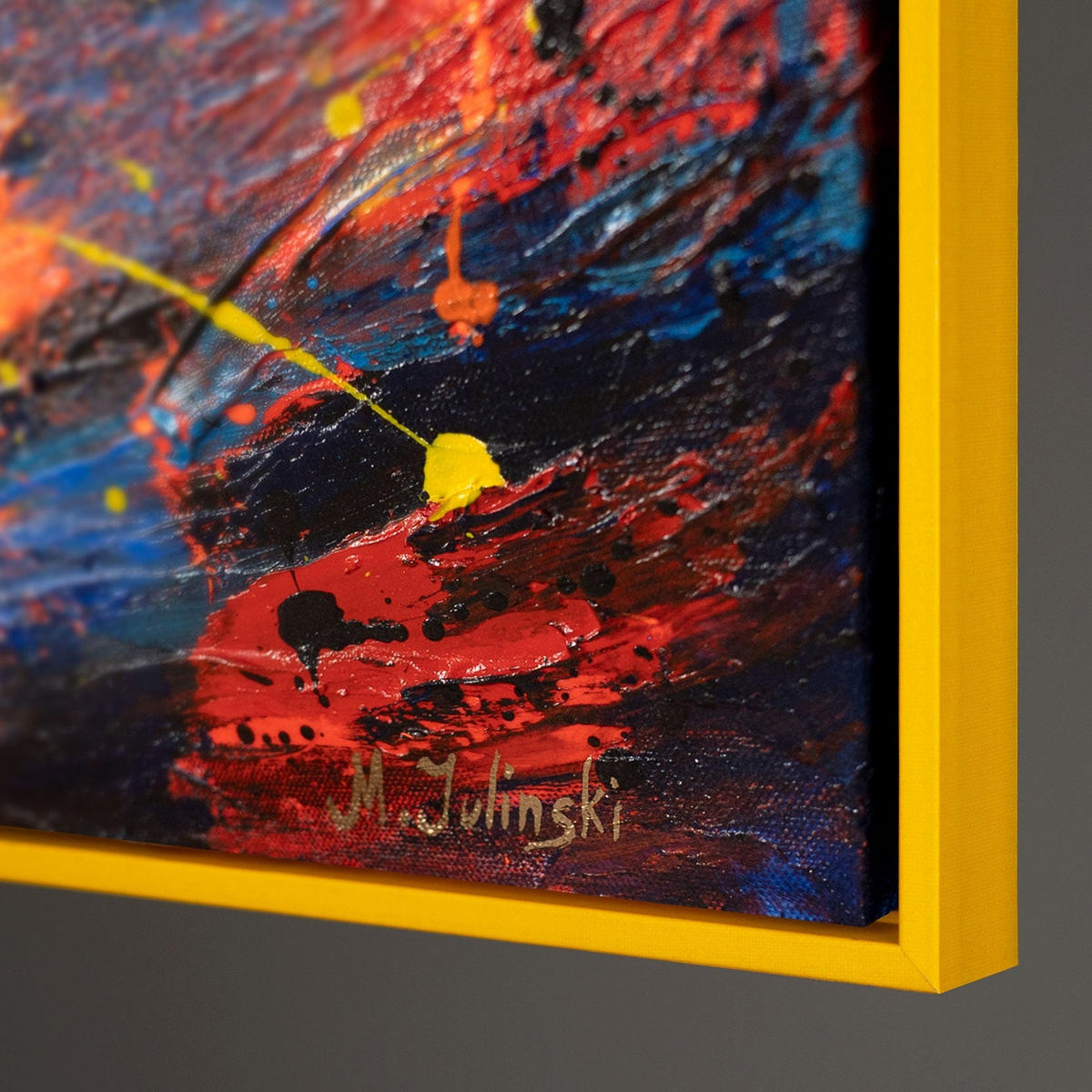 GEMÄLDE Atem des Laubs Schattenfugenrahmen Gelb 140x100 cm - Gelb, Holz (140/100cm) - YS-art gallery