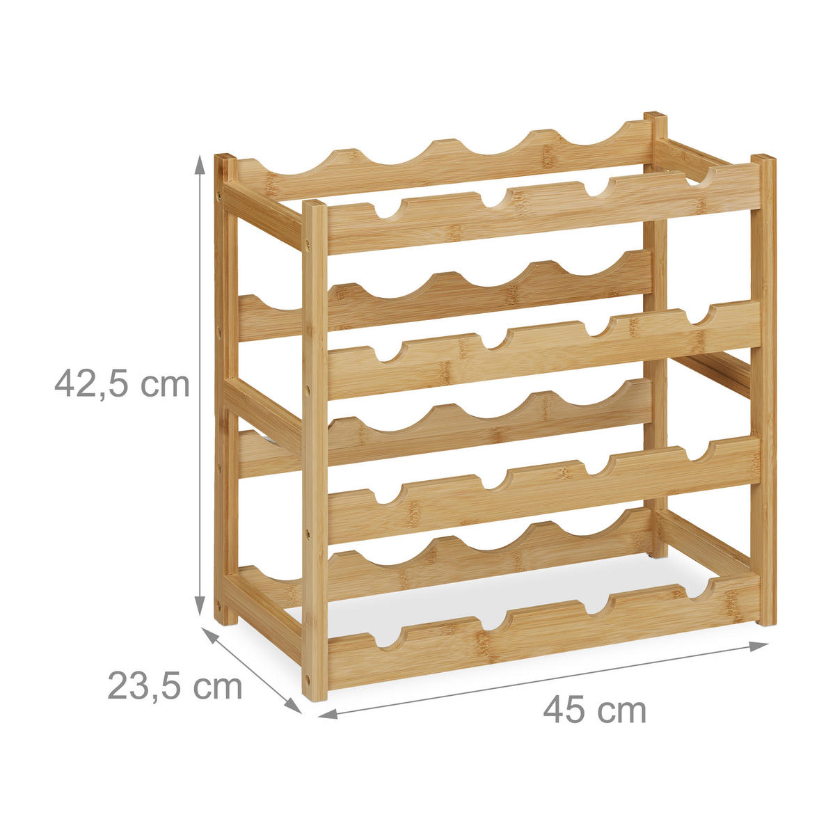 WEINREGAL - Hellbraun, Holz (45/42.5/23.5cm) - Relaxdays