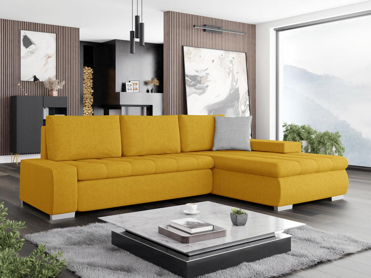 ECKSOFA Orkan Mini - Gelb, Holz/Textil (265/185cm) - MIRJAN24