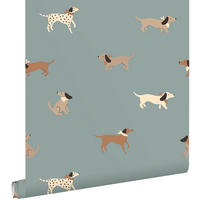 TAPETE Hunde 50 x 900 cm - Blau, Papier (50/0.1cm) - ESTAhome