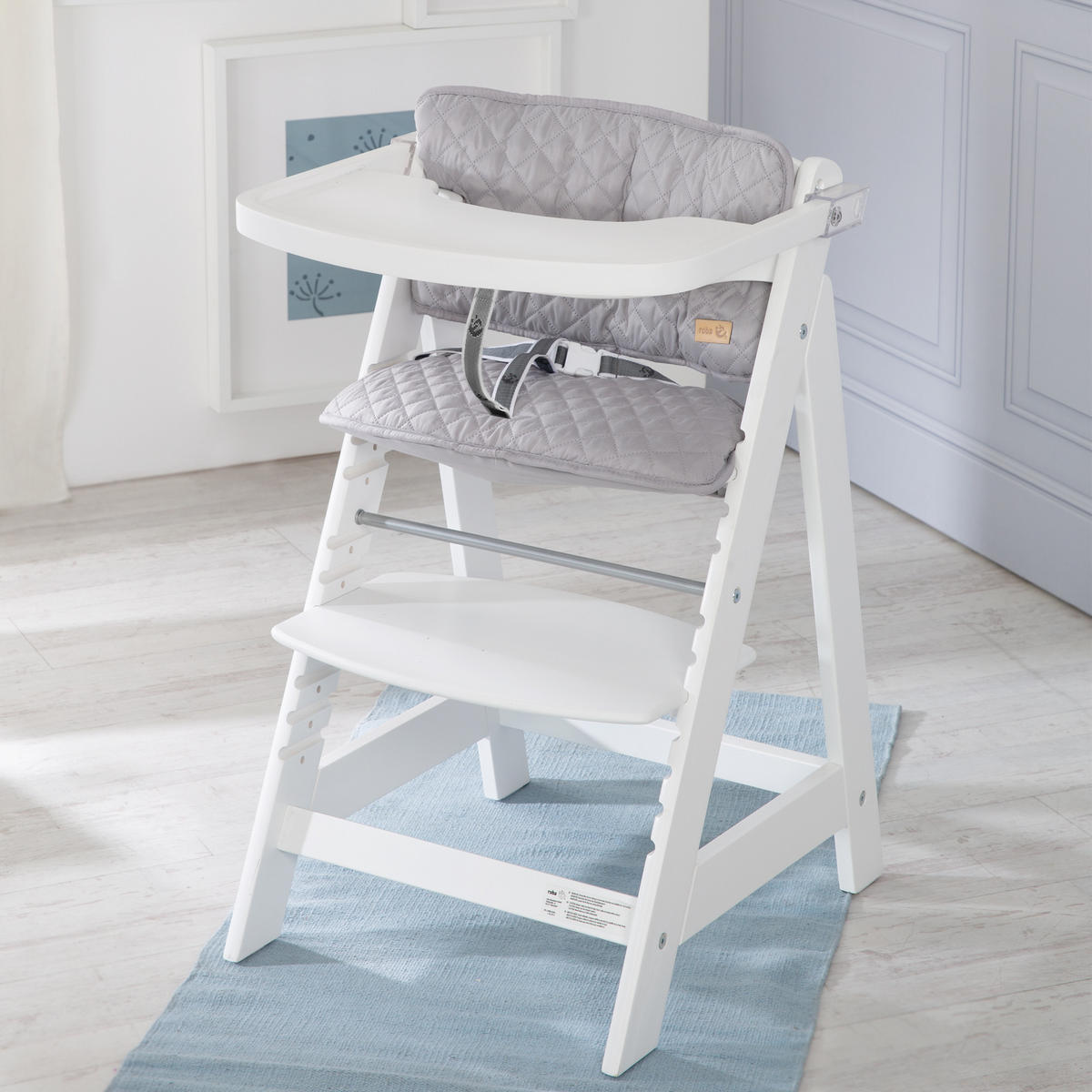 KINDERHOCHSTUHL Sit Up Fun mit Sitzverkleinerer Weiß - Weiß, Holzwerkstoff/Textil (50/80/54cm) - Roba