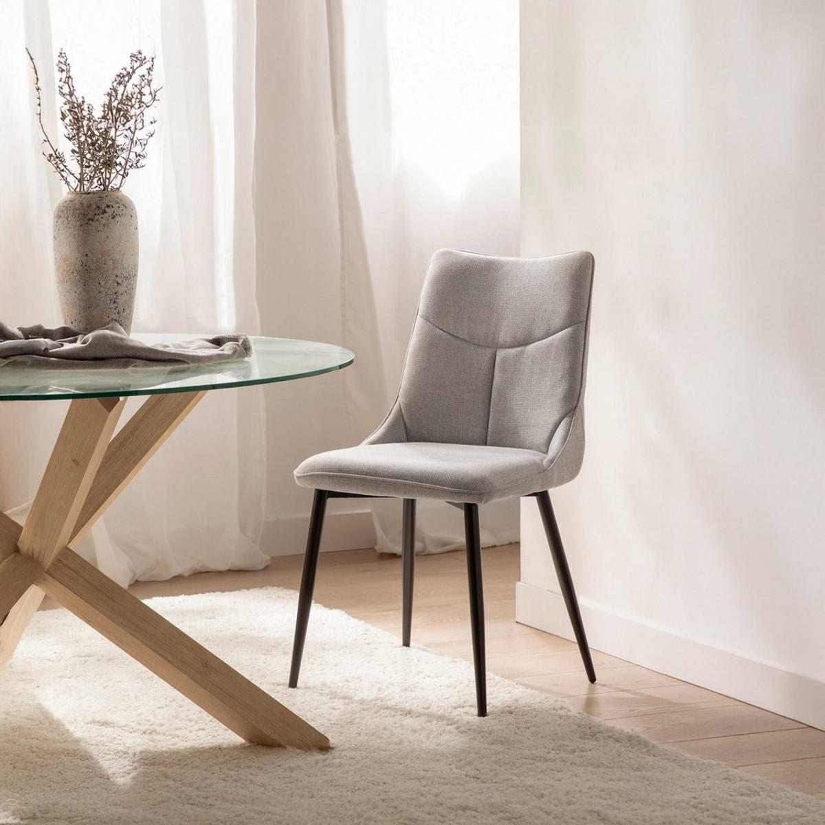 ESSZIMMERSTUHL Selma Grau 46 cm x 85 cm - Grau, Textil (46/85/62cm)