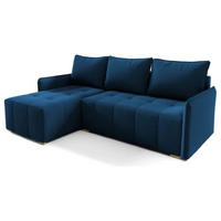 ECKSOFA GREND, L-Form mit Schlaffunktion und Bettkasten, Blau, links, Veloursstoff - Blau, Textil (210/140cm) - Sepro Meble