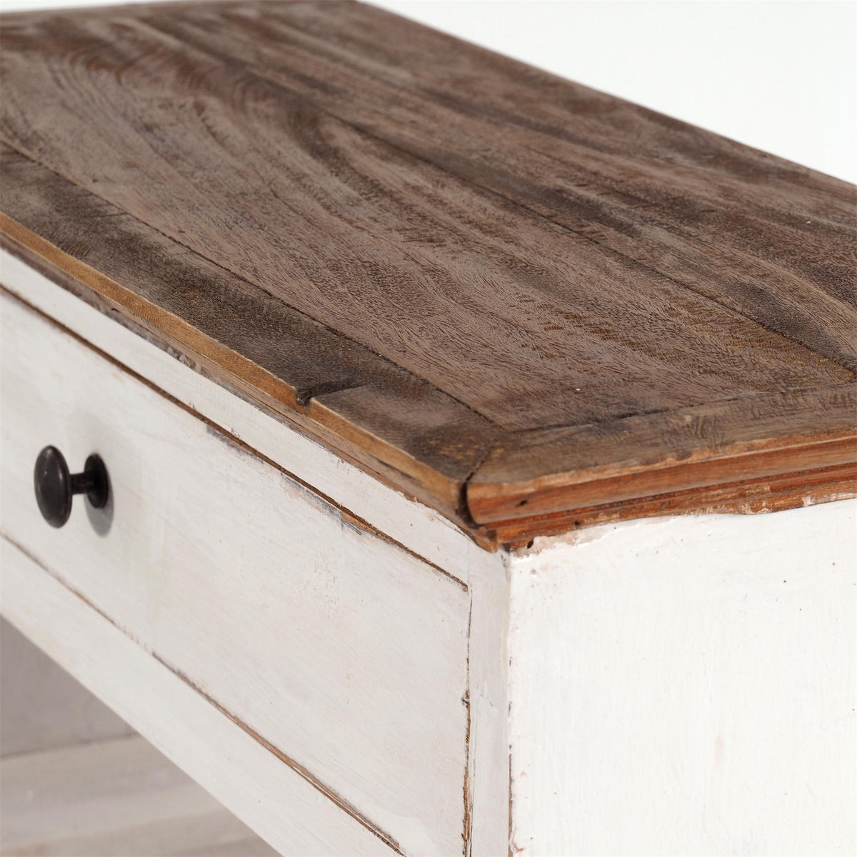 FLASCHENREGAL CORTEZ 85 Recyclingholz massiv, für 16 Flaschen, mit Schublade 06 weiß-landhaus - Weiß, Holz (55/85/23cm) - DESIGN DELIGHTS