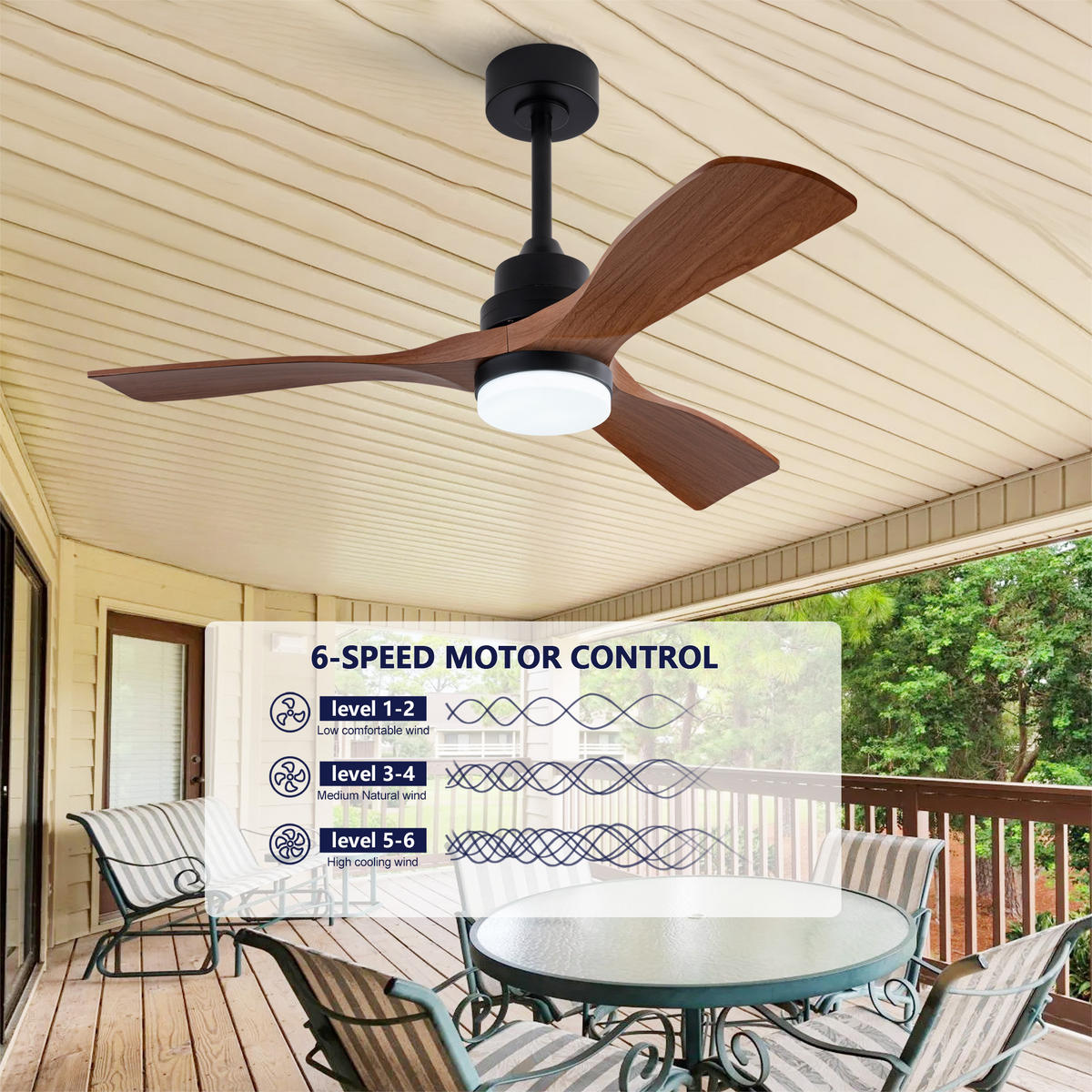 DECKENVENTILATOR DE-16256 42 Zoll Bauernhaus-Stil mit Fernbedienung Walnuss - Walnussfarben, Kunststoff (107/107/34cm) - ComfortXL