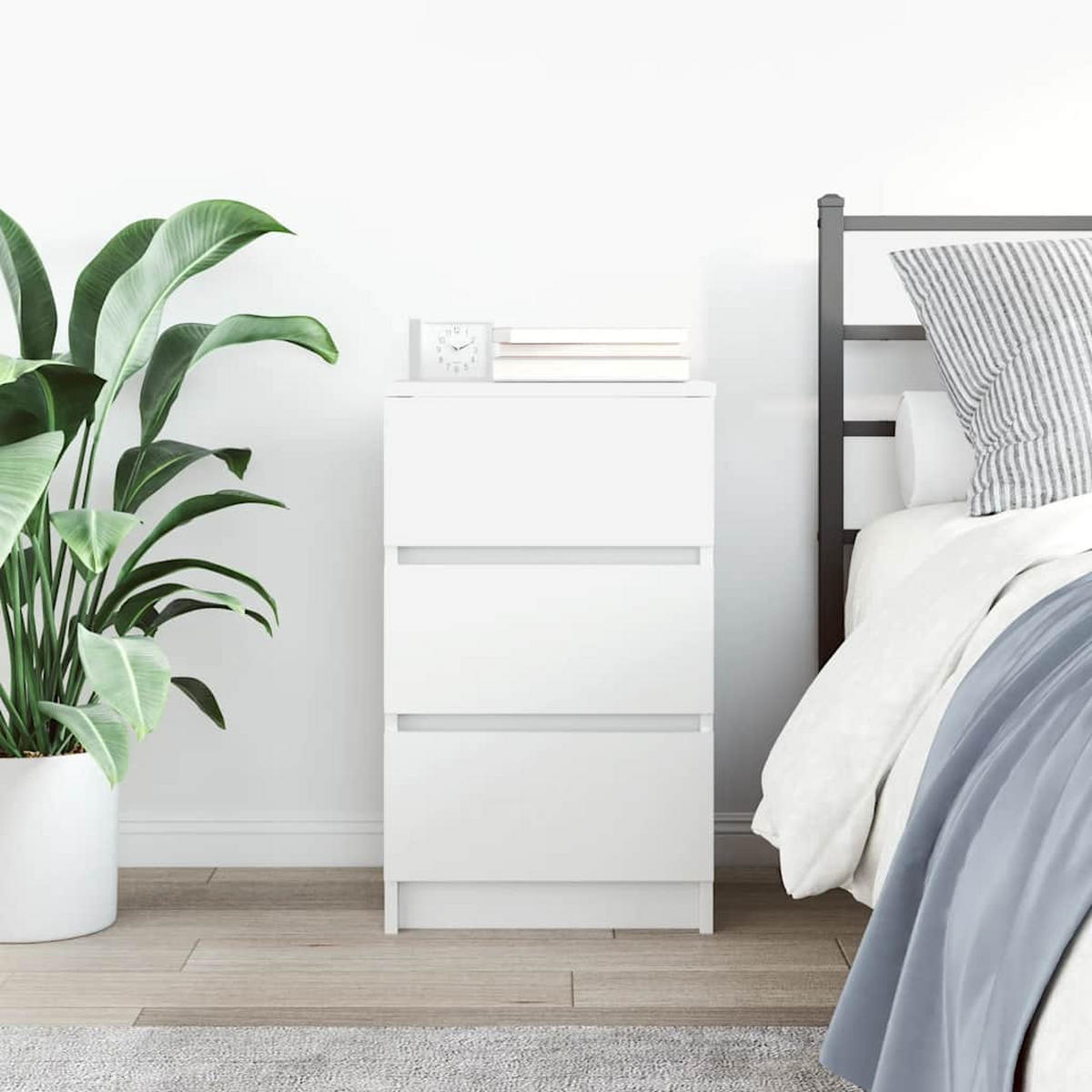 NACHTTISCH Mit 3 Schubladen Weiss 39/35/65 Cm - Weiß, Holzwerkstoff (35/65/39cm) - vidaXL