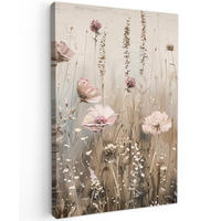LEINWANDBILD Blumen - Rosa - Modern - Beige 20x30 cm - Beige, Textil (20/30cm) - MuchoWow