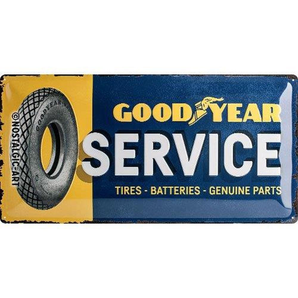 BLECHSCHILD 25/50 cm Goodyear Service - Multicolor, Metall (50/25/1cm) - Nostalgic-Art