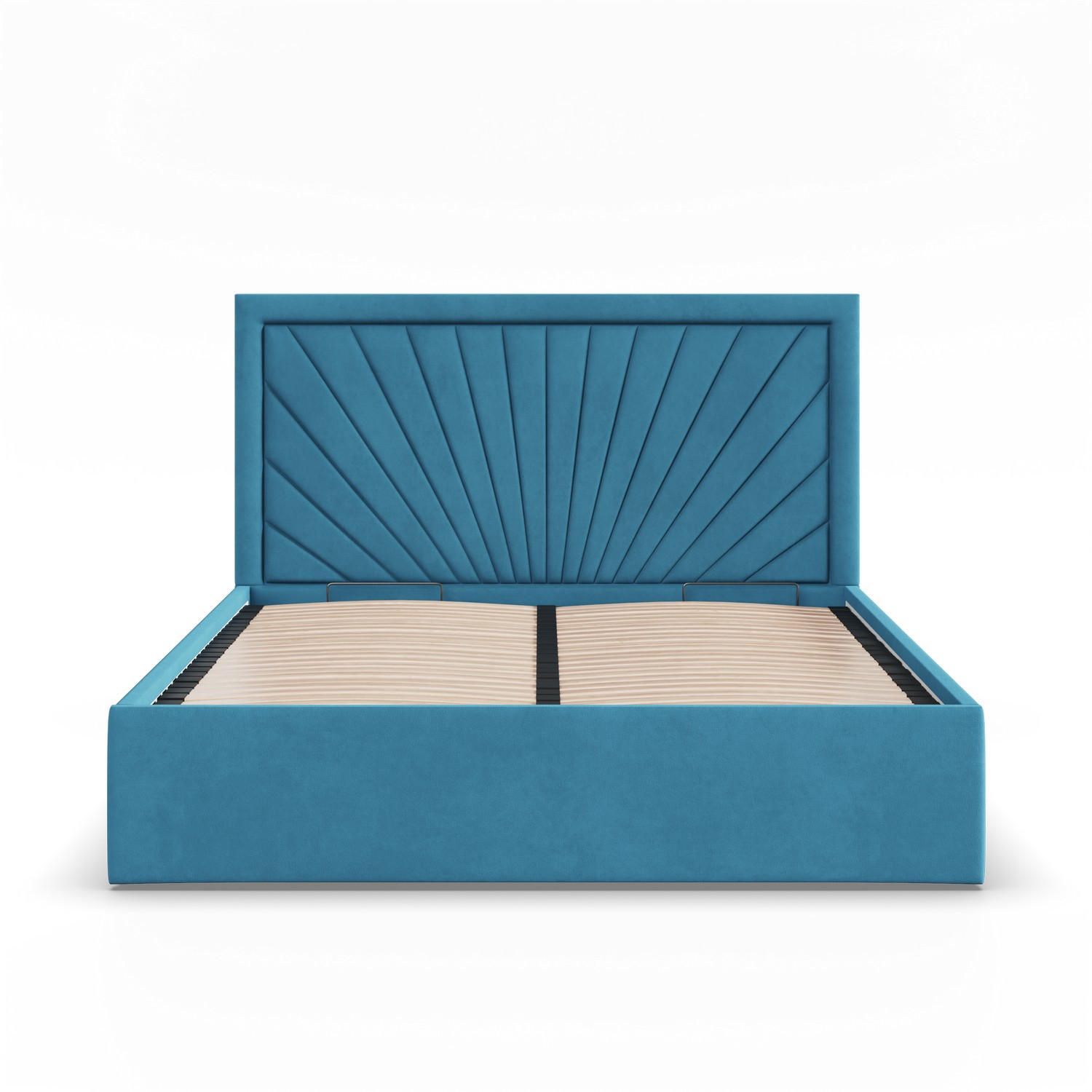 POLSTERBETT MIT KOPFTEIL 160x200 mit Bettkasten VASTO, Blau - Blau, Textil (160/200cm) - Mebligo
