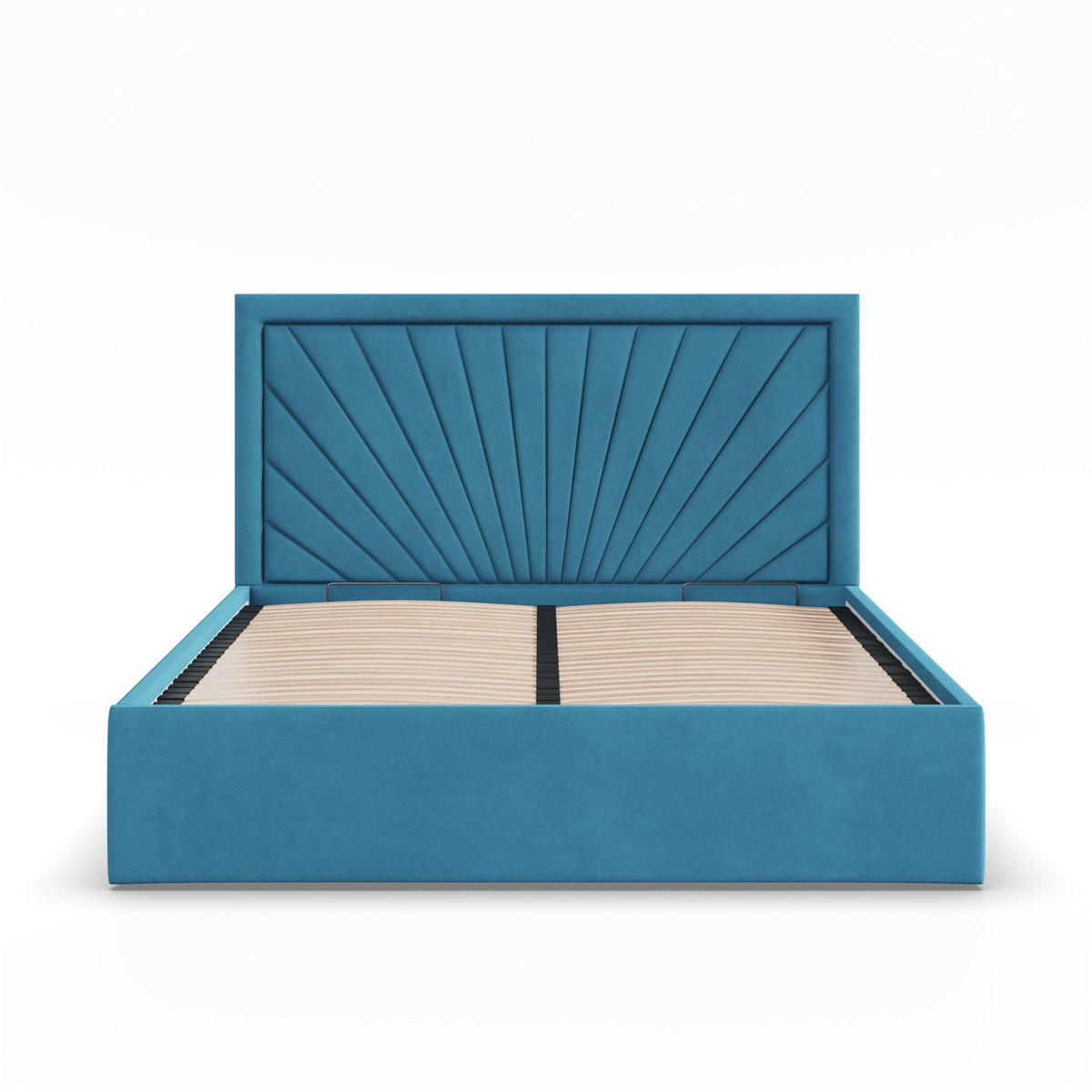 POLSTERBETT MIT KOPFTEIL 180x200 mit Bettkasten VASTO, Blau - Blau, Textil (180/200cm) - Mebligo