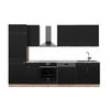 KUCHYŇSKÁ LINKA Fame-Line, černé pruhy/dub Goldkraft, 300 cm bez pracovní desky - medově dubová/černá, kompozitní dřevo (300/81.6/46cm) - Vicco