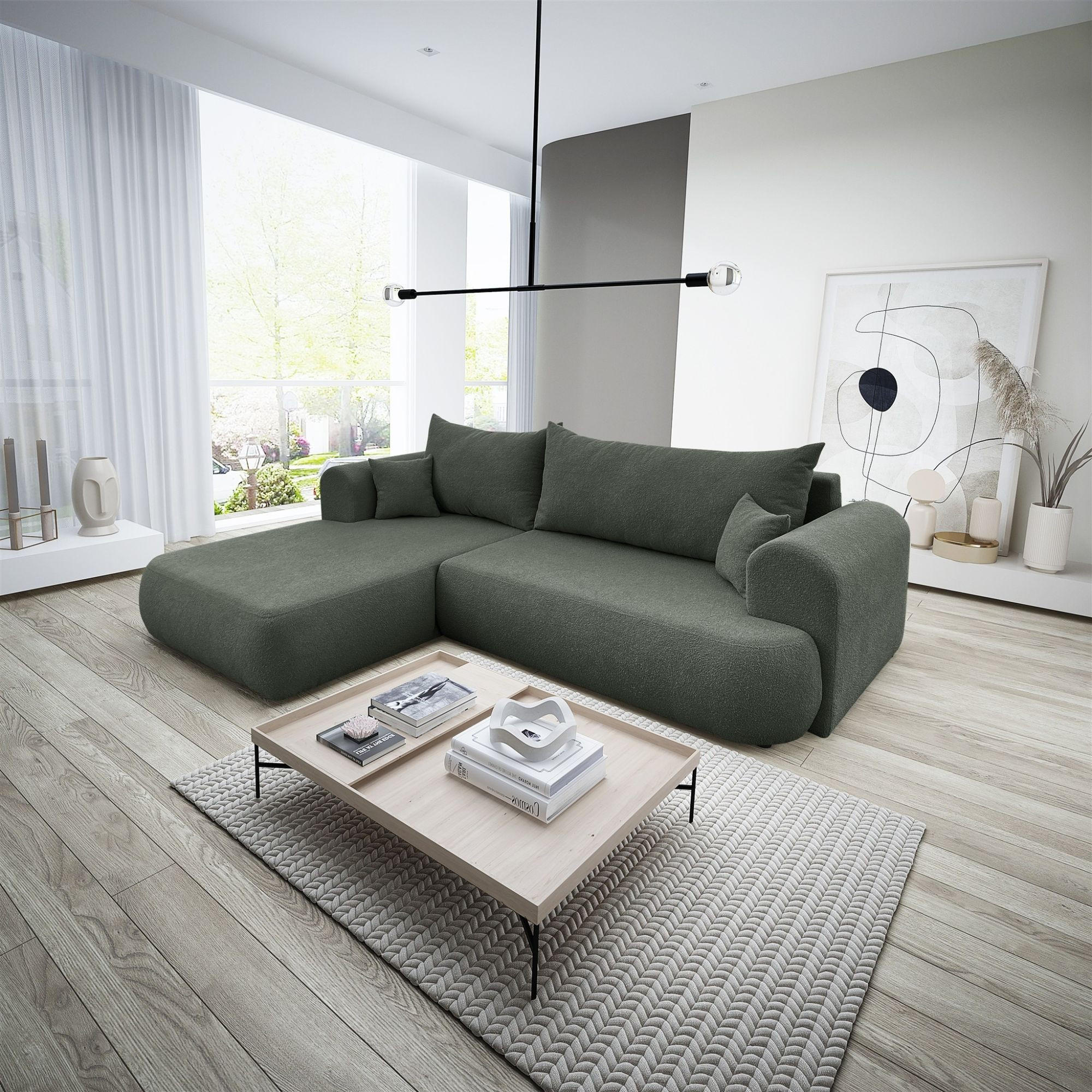 ECKSOFA Anike In Now Or Never - Waldgrün, Holzwerkstoff/Textil (260/173cm) - Fun Möbel