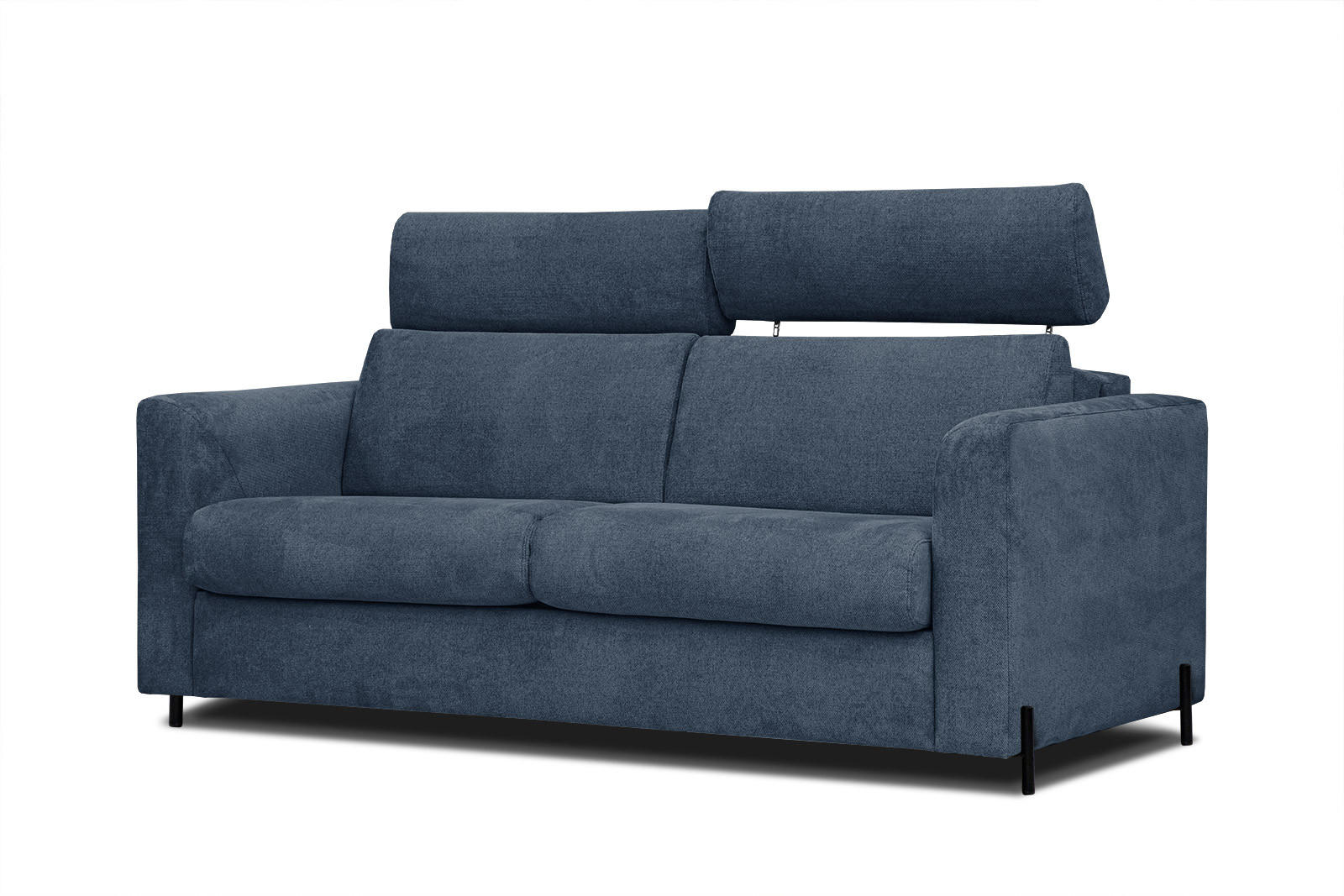 SOFA MEZO 3-Sitzer mit Schlaffunktion, dunkelblau - Schwarz/Dunkelblau, Holz/Textil (232/90/107cm) - Courtois Laville