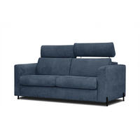SOFA MEZO 3-Sitzer mit Schlaffunktion, dunkelblau - Schwarz/Dunkelblau, Holz/Textil (232/90/107cm) - Courtois Laville