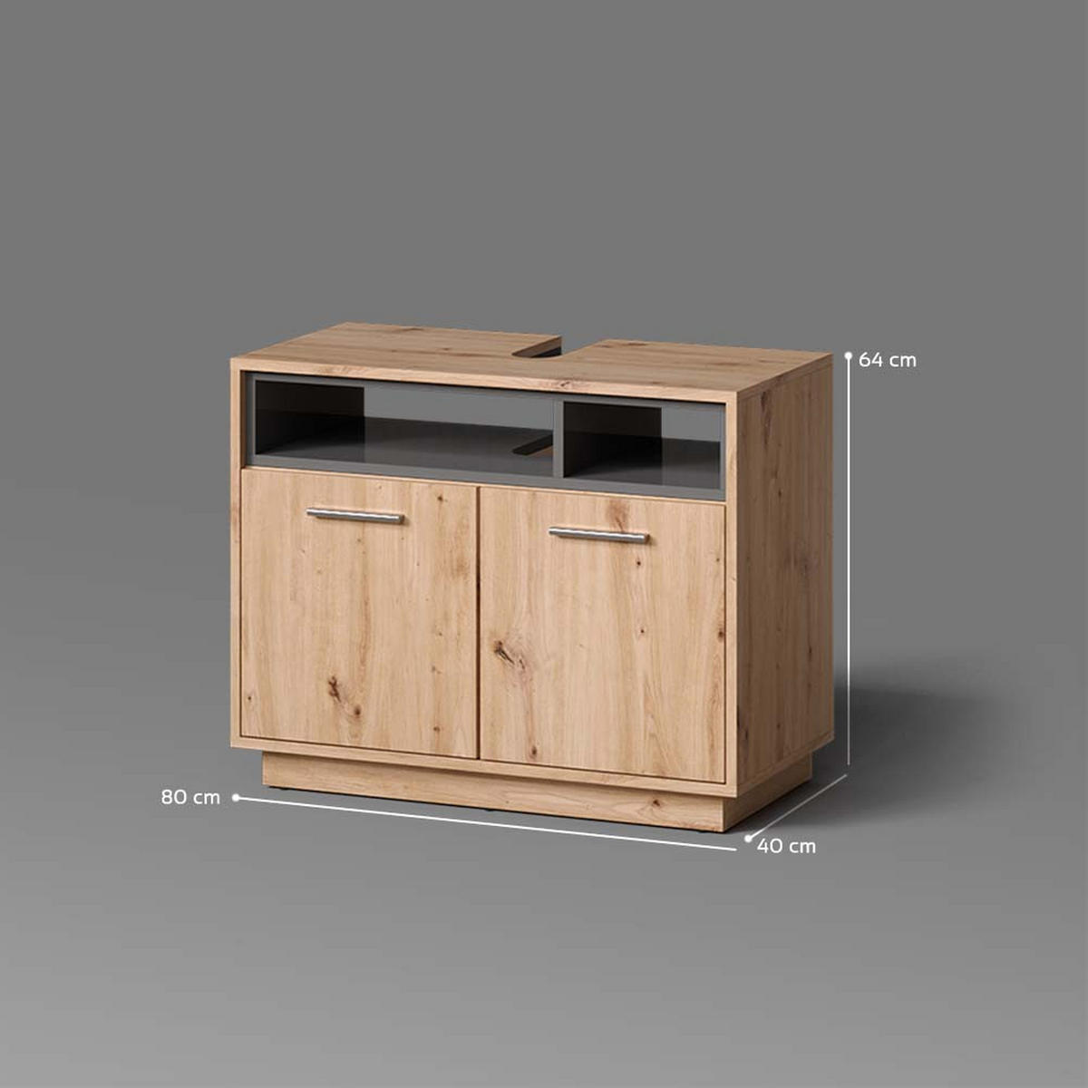 WASCHBECKENUNTERSCHRANK Temo Artisan Eiche/Anthrazit 80 x 64 cm - Anthrazit/Eiche Artisan, Holzwerkstoff (80/64/40cm) - Livinity®