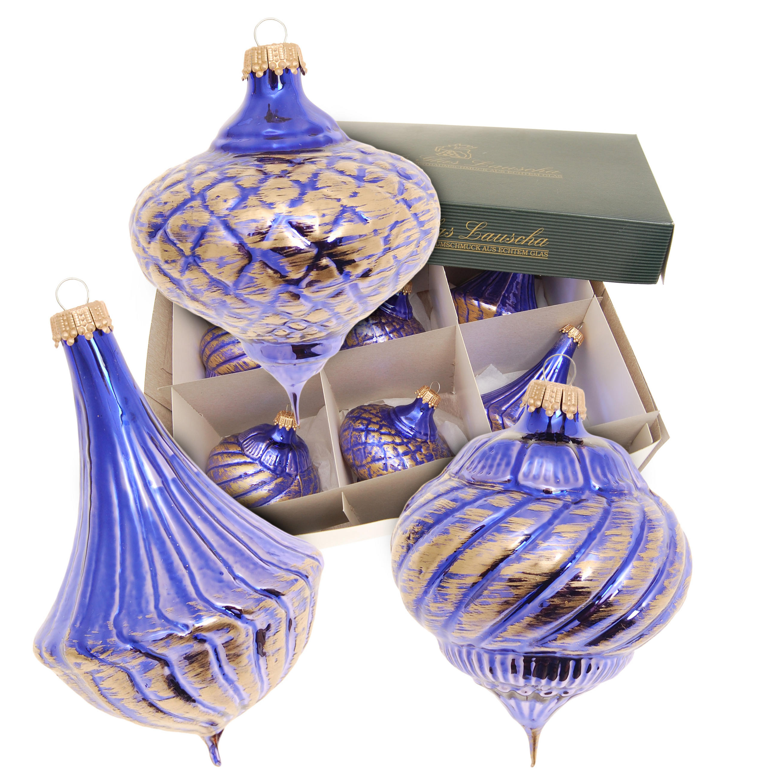 Krebs Glas Lauscha Christbaumschmuck Blau 8x8x8 cm