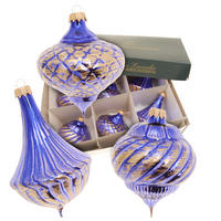CHRISTBAUMSCHMUCK Barock Blau 8cm (Glas / 6 Stk.) - Blau, Glas (8/8/8cm) - Krebs Glas Lauscha