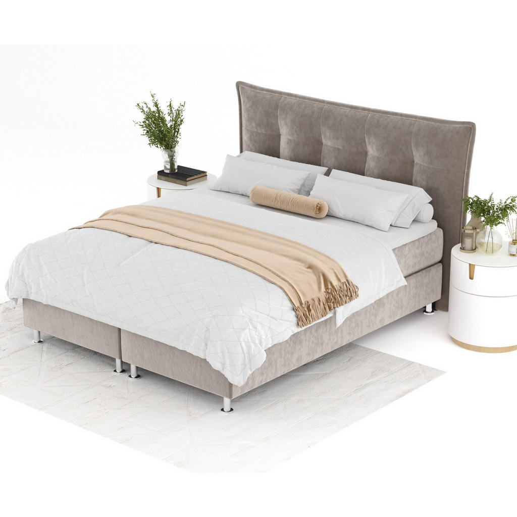 Thumbnail - Maison de Reve Boxspringbett, Taupe, Textil, Buche, Kiefer, H3, Höhe ca. 21 cm, 180x200 cm, Oeko-Tex® Standard 100, FSC ...