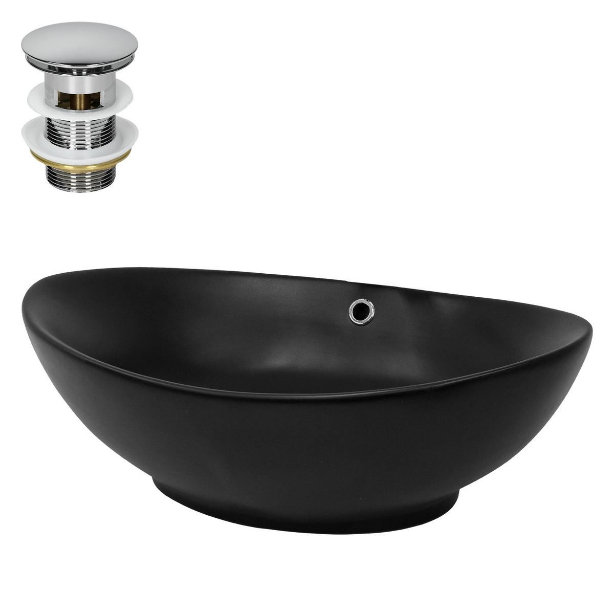 WASCHBECKEN - Schwarz, Keramik (38/19/59cm) - ML-DESIGN