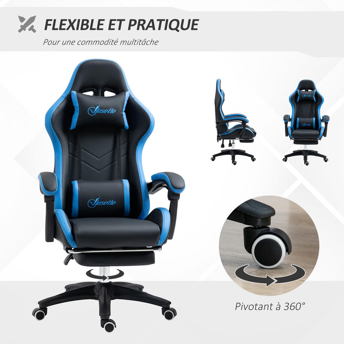 GAMINGSTUHL DE-11734 neigbar 135° mit Fußstütze Schwarz - Schwarz, Metall (65/129/65cm) - ComfortXL