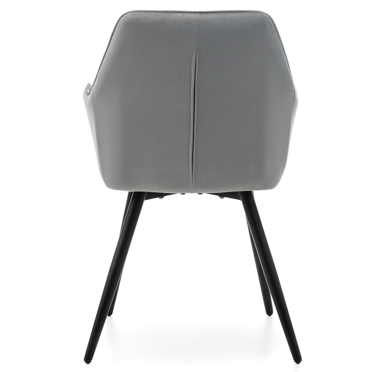 STUHL VASTO gepolstert mit Steppung - hellgrau - Samt Velours - Hellgrau/Schwarz, Textil/Metall (58/87/60cm) - NEW HOME